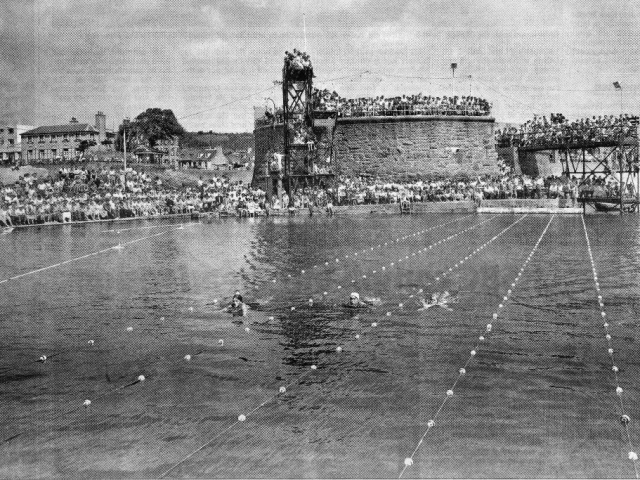 50 yard course with water polo pitch to the side